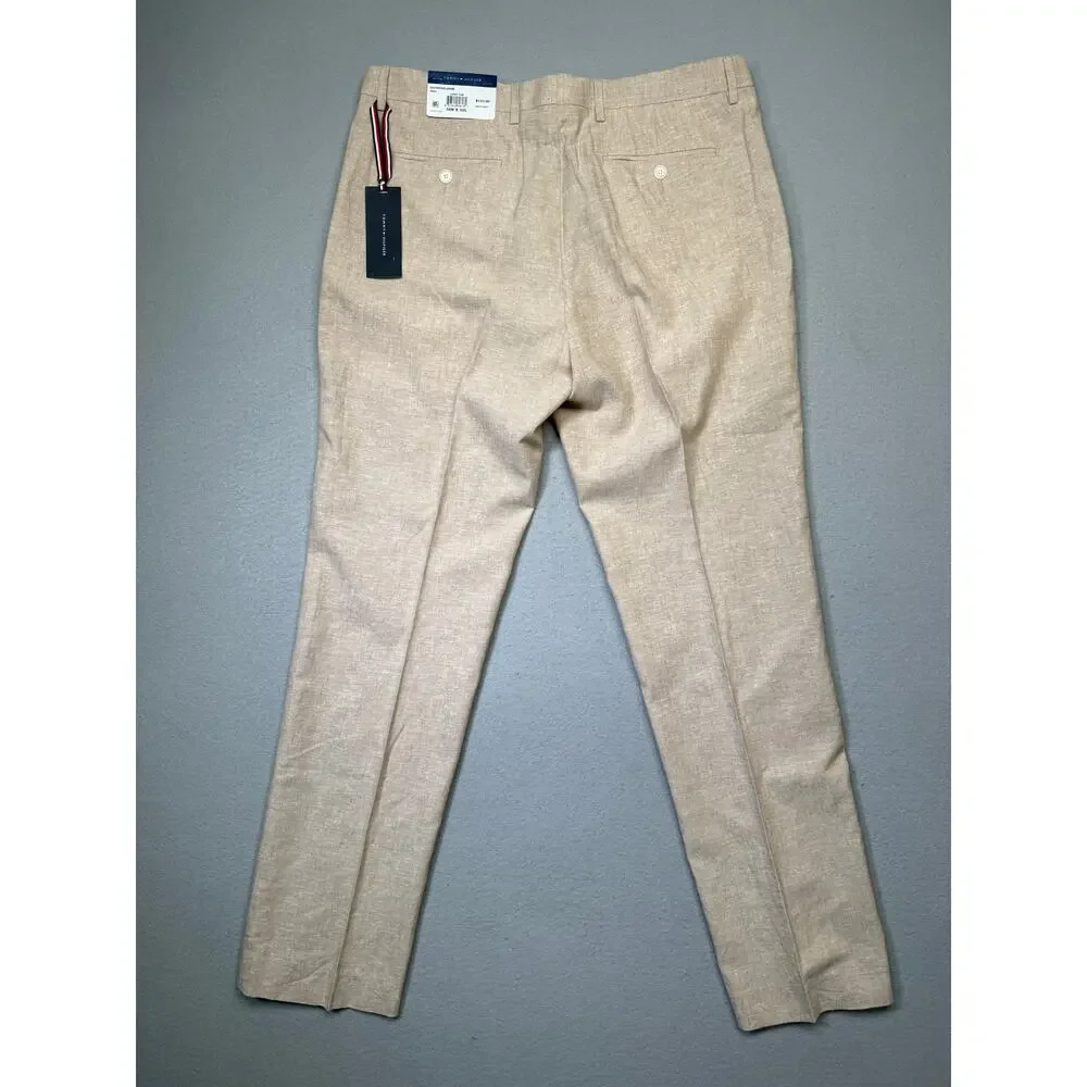 Tommy Hilfiger Men's Modern-Fit Linen Blend Pants Light tan 36x32 $125